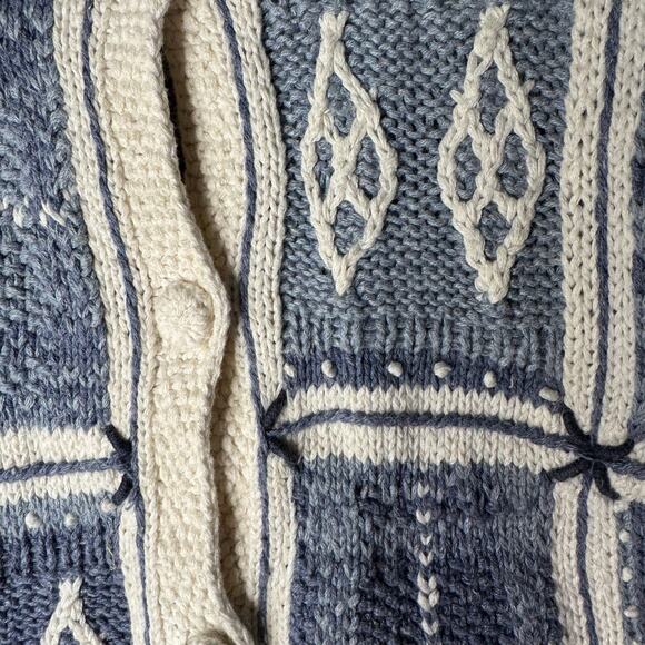 Vintage 90s Hand Knit Jennifer Reed Patchwork Sweater Cottage Hong Kong Small - Picture 3 of 7